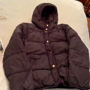 J. Crew Mercantile women’s short puffer jacket with drawstring hood